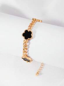 1pc Fashionable Minimalist 5-Petal Flower Design Women Bracelet, Classic Style Suitable For Daily Wear, Best Gift For Friends (No Box)