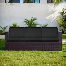 Set Of 4 Patio Cushion Covers For Outdoor/Indoor, 100% Waterproof Outdoor Seat Cushion Slipcover For Patio Furniture Sectional Sofa - 黑色 - 查看 5