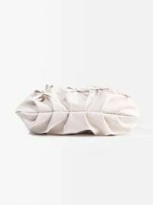 Bolso de hombro elegante para mujer con decoración de lazo de perlas, bolso de mano minimalista de unicolor de piel sintética (PU), bolso cruzado en forma de luna dulce, adecuado para compras, regalo, escuela, ir al trabajo