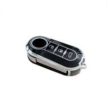 3pcs/Set Soft TPU Key Fob Protector Cover With Fashionable Keychain, Suitable For Fiat Folding 3 Button Car Keys - Granny Gray - View 7