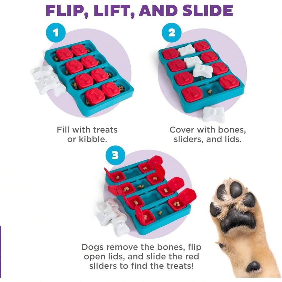 Outward Hound By Nina Ottosson Dog Brick Treat Puzzle Enrichment Toy, Level 2 Intermediate Game, Blue - Paw N' Play (Màu xanh) - Xem 1