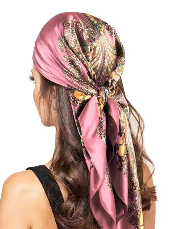 1 pieza Pañuelo cuadrado estampado de moda de 90cm, pañuelo versátil, pañuelo de cuello, accesorio multifuncional para la cabeza, apto para salidas diarias, fiestas y disfraces, regalo