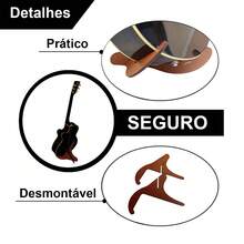 Suporte De Chão Instrumento Música Violão Base Firme Prático Desmontável - Marrom - Visão 3