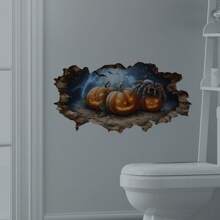 Zucca con crepe 3D e adesivi da parete per Ognissanti, impermeabile, rimovibile, autoadesivo, facile da applicare e staccare, PVC rimovibile per soggiorno, camera da letto, bagno, decorazioni festive, decorazioni per Ognissanti