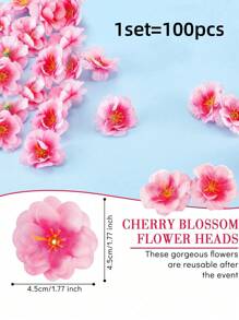 1 set de cabezas de flor de cerezo artificiales de tela de seda falsa pétalos para vestido DIY, accesorios, decoración del hogar, boda y fiesta