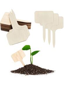 Etiquetas de plantas, marcadores de plantas de jardín, etiquetas de plantas de tipo T de madera, letreros de jardín para plantas de exterior y macetas