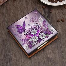 1 Conjunto: Pintura de Diamante com Estampa Floral, 5 peças de Decorações Assimétricas de Cristal, Caderno de PU Preto com 160 Páginas - Suprimentos de Casa/Escritório/Escola e Papelaria Artesanal, Presente de Feriado