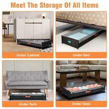 Under Bed Storage With Wheels And Transparent Window Lid, Under Bed Rolling Storage With XXL Large Capacity, Under The Bed Storage For Bedroom Under Bed Storage Containers For Clothes Shoe Blanket Toy Book ,2Pack - Black - View 2