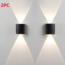 2 Pieces, Modern LED Wall Lights, Outdoor Wall Wash Lights, Staircase Wall Lights, Warm Light Dual Head Wall Lights, AC110-220V, Semi Embedded Installation, Suitable For Courtyards, Villas, Hotels, Corridors, Balconies, Stairs, Indoor And Outdoor Lighting Wall Lights
