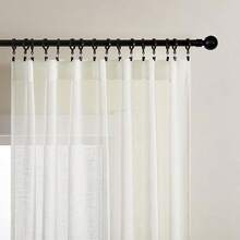 Sheer Curtains 84 Inches Long, White Curtains Living Room 2 Panels Set, Linen Curtains Window Privacy With Filtering (W52 X L84 Inch, Linen), Home Decor - 淺米色 - 查看 2