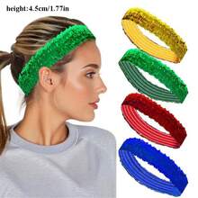 1 szt. Ozdoba do włosów na festiwal muzyczny, karnawałowy fiolet, złoto, zieleń, zieleń, biel, gumki sportowe, błyszczące cekiny, akcesoria do włosów, opaski na głowę, konkursy, występy, tańce, elastyczne opaski na głowę, opaska turban, opaska na pot, jesienno-zimowa opaska na włosy na wakacje, elegancka chusta damska, bandana, miękka opaska na głowę