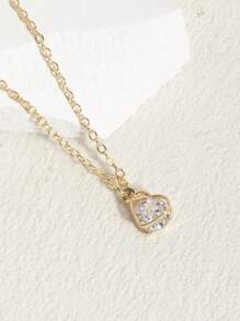 1pc Fashionable High-End Shiny, Elegant, Minimalist Heart & Water Drop Zodiac Birthstone Crystal Zirconia Pendant Necklace, Suitable For Daily Wear, Gift For Family And Friends