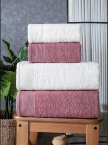MADE IN TURKEY – Güvenal Gala 4-Piece Luxury Bath Towel Set | 70x140 Cm | 100% Cotton | Hammam, Spa & Bridal Use | Extra Soft & Absorbent - White - View 1