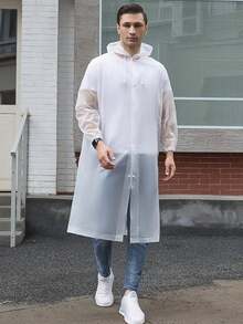 1pc Waterproof Thicken EVA Hiking Rain Poncho, Unisex Transparent Rain Jacket For Camping & Hiking