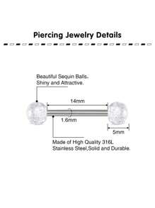 AVYRING 32 Stücke Brustwarzen-Piercings 14G Edelstahl-Zungenbarren, geistige Brustwarzenbarren, Brustwarzenringe, Barbells, Brustwarzen-Piercing-Schmuck für Frauen und Männer, 14mm silber, pink, schwarz