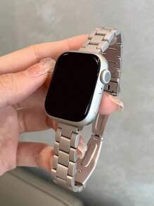 1pc Apple Watch Band For Men Women Thin & Slim Metal Watchband Compatible With Apple Watch Series 10, Series 9 Ultra, 8, 7, SE, 6, 5, 4, 3, 2, 1 Fashion Smart Watch Band Stainless Steel Wrist Strap For Apple Watch Band 40mm, 42mm, 44mm, 45mm, 49mm, 38mm, 41mm, 46mm