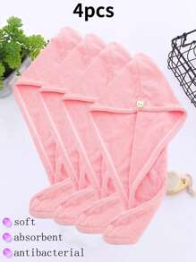 1 pièce/4 pièces Bonnet de lavage de cheveux séchage rapide en polaire de corail, serviette épaisse pour séchage des cheveux, turban mignon pour cheveux, serviette pour sécher les cheveux, usage domestique, salle de bains, douche, matériau absorbant, doux, agréable pour la peau, sans peluche, convient pour un usage quotidien