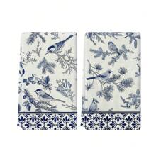 2 Pieces Set Of Kitchen Towels With Classic Retro Color Patterns Of Blue And White Porcelain, Blue And White, Soft And Absorbent Decorative Polyester Dishwashing Towels, Machine Washable, Size 40 * 60cm, Suitable For Decoration In Kitchens, Restaurants, Family Banquets And Parties, And Can Also Be Given As Gifts.