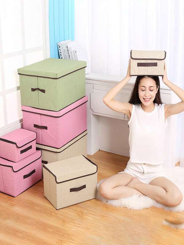 Fabric Foldable Storage Bin Box, Multi-Color Options, For Student Dorm, Home Organization, Clothing, Toys, Books