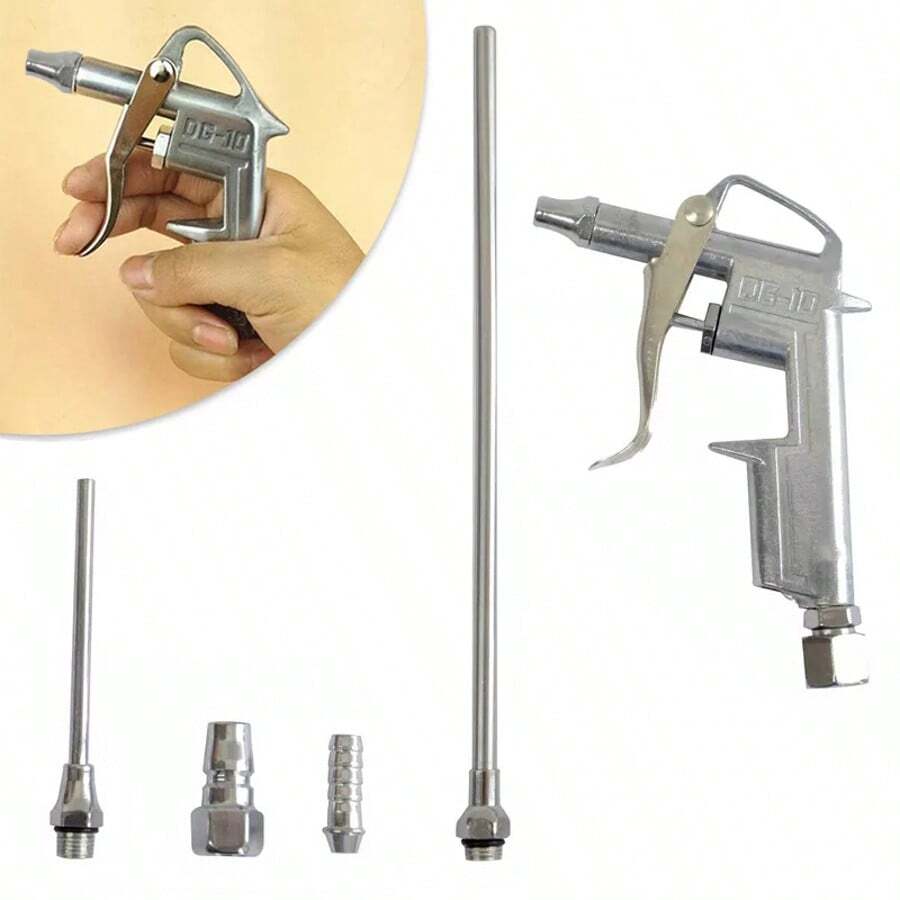 Air Blow Duster Gun Compressed Line Nozzle Blower Tool Compressor Kit - Silver - View 1