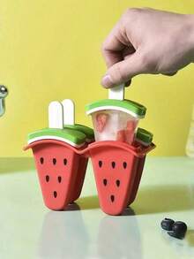 4-Cavity Removable Ice Cream Silicone Mold, Tray Mold, DIY Ice Cream Mold, Creative Frozen Tray Mold, Summer Kitchen Utensil, Kitchen Supplies, Kitchen Accessories, Household Kitchen Items, Tray, Ice Cubes, Sponge Mold - Multicolor - View 4