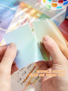 105 Sheets Of Pearlescent Pull-Out Sticky Notes In Gradient Colors, Transparent And Waterproof Material, Student Note Stickers, High Aesthetic Value Sticky Note Pad, Tear-Off Without Leaving Any Marks, Stationery Stickers., School Supplies, Back To School