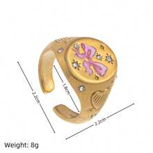 1 anel de aço inoxidável europeu e americano, leve e luxuoso, com pintura de amor em forma de leão e sereia, da moda verão. Banhado a ouro 18K, à prova d'água e resistente ao suor, adequado para o Dia dos Namorados e feriados, ideal para férias de verão na praia, atividades ao ar livre e passeios de fim de ano. Joias femininas.