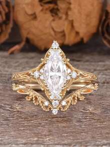 2 piezas Anillos con diseño de corona de reina de estilo elegante, con forma de rombo y circonita cúbica, adecuados para fiestas, vacaciones, cumpleaños, citas