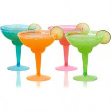 TRUE Plastic Margarita Glasses, Disposable Margarita Glass Cups, Colorful Cocktail Glasses, Pool And Beach Party, Holidays, BBQs, Indoor & Outdoor Parties, 12 Oz, Set Of 12, Multicolor