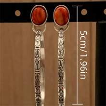 1 Pair Women's Bohemian Style Earrings, Vintage Imitation Turquoise Round Earrings, Suitable For Daily, Party, Festival Gifts