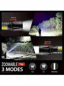 1-5 Packs Aluminum Alloy Rechargeable LED Small Flashlight, High Lumen, Super Bright Flashlight, Powerful 3 Modes COB Waterproof Flashlight For Outdoor Emergency Camping Hiking(Random Color Shipping)