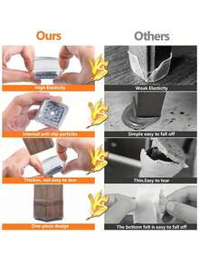 4/8/16/24PCS Square-Chair Leg Floor Protectors,Silicone Furniture Pads For Hardwood Floors, Furniture Sliders For Chair Legs, Rectangle Floor Protectors For Chairs, Silicone Chair Leg Caps Cover,Effectively Protect The Floor And Table Legs,Reduce Noise(Light Gray) - Light Grey - View 7