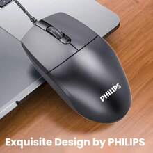 PHILIPS Wired Mouse SPK7247 Smooth Cursor Not Picky About Flat Surfaces Widely Applicable Colorful Breathing Light Effect Non-Slip Silicone Wheel Comfortable Feel Plug And Play Black