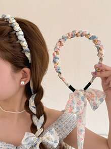 Ländlicher Stil Blumenband mit Zähnen Haarband, Frisur für Highschool Mädchen, hochgelegtes Haar geflochtenes Haarband, süß und vielseitig, Haraccessoire für den Sommer, Schleifen-Accessoires, Haarband für Frauen, Haraccessoires