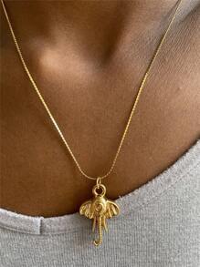 Fashionable Exaggerated Stainless Steel Elephant Pendant Necklace