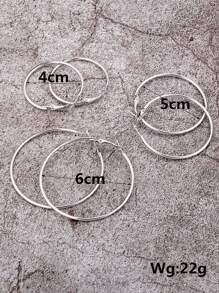 6pcs Silver Hoop Earrings, Suitable For Daily Wear