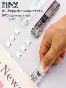 Clear Acrylic Stapler Set, Includes 50 Silver Refill Clips, Comes With A Storage Box, Office Binding Tool, Back To School Supplies, Back To School Gifts