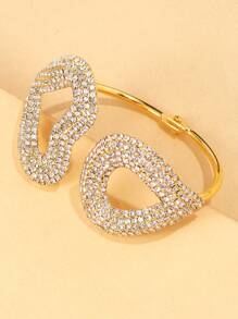 1pc New Exaggerated Fully Studded Heart Shape Openable Bracelet, Fashionable Street Snap Accessory