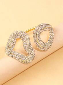 1pc New Exaggerated Fully Studded Heart Shape Openable Bracelet, Fashionable Street Snap Accessory