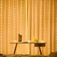 1pc Remote Control Window Curtain Fairy Lights String, 8 Modes, USB Powered, Suitable For Indoor Bedroom Window, Christmas, Ramadan, Wedding, Birthday Party Decor