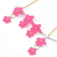 1 Set Gold Flower Earrings & Necklace Set, Women Floral Pendant Necklace, White Flower Statement Earrings, Fashionable Earrings Necklace Anklet Jewelry, Everyday Wear