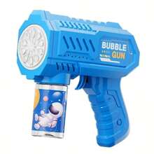 Máquina de burbujas de juego de agua para niños, soplador manual de burbujas estilo Gatling con múltiples orificios y de toque único, opción de 3 colores, generador de burbujas para juego de agua de verano (baterías y solución de burbujas no incluidas)
