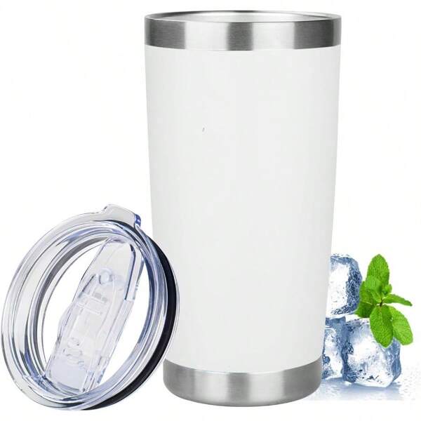 GT20oz Tumbler With Lid Stainless Steel Insulated Tumblers Travel Coffee Tumbler Bulk Double Wall Vacuum Insulated Water Cup Christmas Gifts For Women Men Her Him Home Office White 1pack