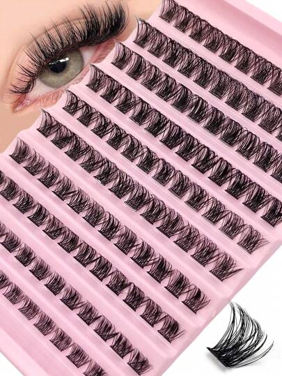 Asiteo 120 Stück einzelne Wimpern, D-Locken natürlicher Look Falsche Wimpern, weich, flauschig und verwischt Kunstmink Wimpern, Make-up Verlängerung Wimpern zum Selbermachen Zuhause, Wimpernbüschel, einzelne Wimpern, Wimpern, Falsche Wimpern