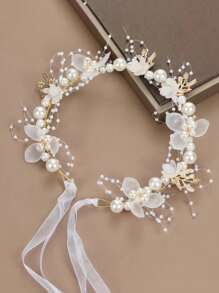 4 peças/2 peças/1 peça Conjunto de Tiara de Pérola de Liga Elegante para Meninas, Conjunto de 2 Peças de Tiara de Pérola e Pulseira de Pérola para Dama de Honra, Conjunto de Vestido de Flor de Fada para Meninas, Adequado para Apresentações, Festas, Fotografia e Danças, Tornando-o um presente ideal para meninas