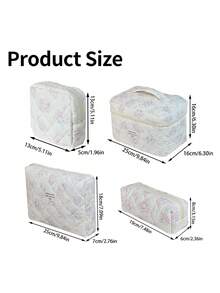 Pink Quilted Large-Capacity Makeup Pouch For Women, Minimalist And Fashionable Girl's Bathroom Bag, Storage Bag, Digital Bag, Pen Holder, Suitable For School, Office, Outings, An Ideal Gift For A Girl - Multicolor - View 8