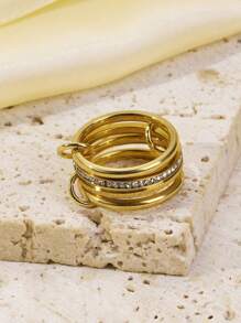 3/4pcs Stainless Steel Women Necklace & Ring Set, Stylish & Delicate Jewelry Accessories Suitable For Daily Outfit, Holidays, Dating, Engagement, Marriage, Great Gift For Lover, Family