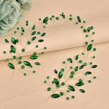 1 Stück grüner Haarschmuck, handgemachte Braut Krone Haarclip, geeignet für Hochzeiten, Verlobungen, Bälle, Weihnachten