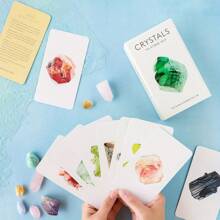 1 pièce - Cartes de cristaux : 78 cristaux infusent votre vie de vitalité, surface haute brillance, thème fantaisie, ensemble de cartes de tarot pour débutants, divertissement mystérieux | Design de cartes de tarot fantaisie | Images de cristaux polis