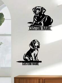 1 pieza Decoración de pared de arte de metal personalizable con salchicha dóberman con texto personalizado, silueta de perro con flores, cartel de metal para amantes de las mascotas, regalo personalizado para propietarios de perros, decoración colgante interior y exterior para amantes de los perros, regalos de Navidad, ornamentos, decoración del hogar, decoración de pared, decoración de habitación, decoración de la sala de estar, decoración de dormitorio, decoración de baño, decoración de cocina, decoración de la casa, regalos personalizados, regalos personalizados, decoración de jardín al aire libre